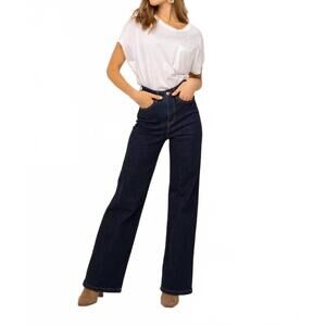 NEW ORAIJE PARIS gabriel high-rise wide leg jeans in raw indigo